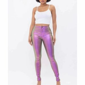 Iridescent metallic jeans pants L